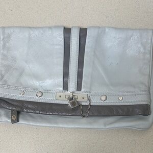 Marc by Marc Jacobs Leather Foldover Clutch in Light Gray and Taupe